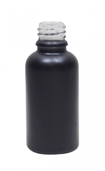 Apothekerflasche schwarz matt 30ml, Mündung DIN18  Lieferung ohne Verschluss, bei Bedarf bitte separat bestellen.